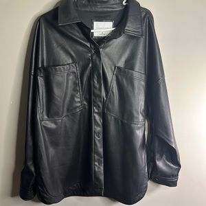 Leather button down shirt